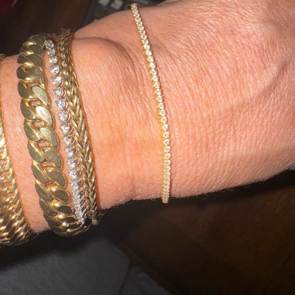 14k Stamped 585 Gold Tennis Necklace Broken Needs To Be Fixed - Picture 5 of 13